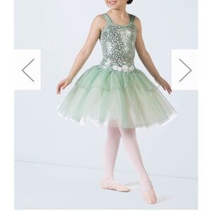 WEISSMAN COMPETITION GREEN DANCE COSTUME LARGE CHILD STYLE 14669